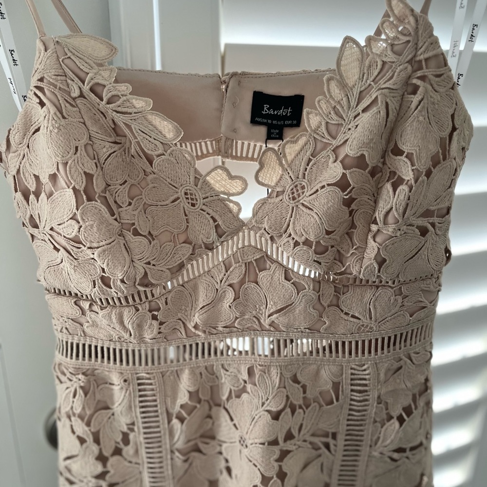 Bardot blush floral cutout cocktail dress